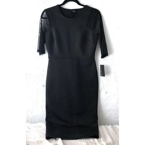 Enfocus Studio Midi Dress with Sheer Sleeves Black